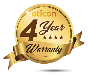 Extended 4-year warranty Oticon hearing aids at HEARING SAVERS