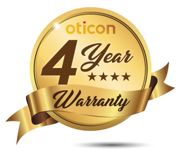 Extended 4-year warranty Oticon hearing aids at HEARING SAVERS