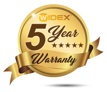 5-year warranty on Widex hearing aids
