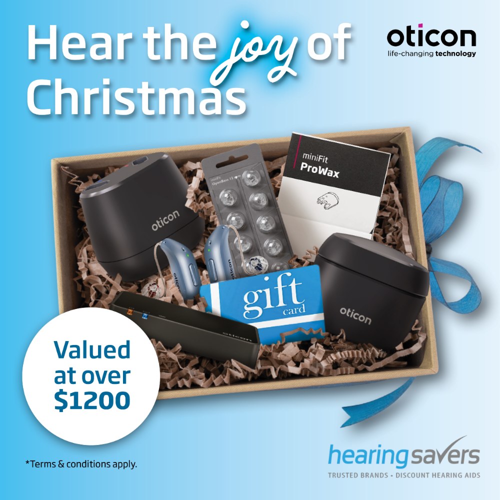 Hear the Joy of Christmas + Oticon $1200 extra value at HEARING SAVERS