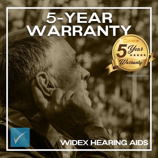 5-year warranty on Widex hearing aids